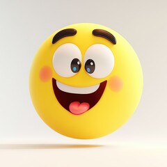 Fototapeta premium A cheerful yellow smiley face floating against a soft pastel backdrop, exuding happiness and positivity in a playful display of emotion