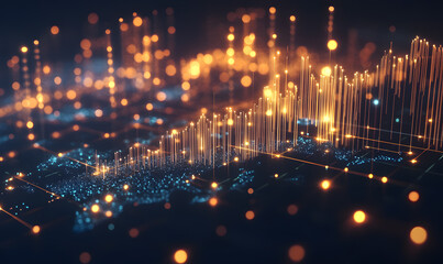 Futuristic Stock Market Chart with Glowing Data or Dynamic Financial Timeline for graphic background