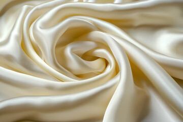 Soft, Draped Cream Satin Fabric Texture