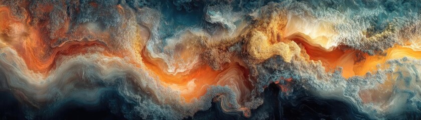 Aerial view of a fantastical world blending with intricate scientific models, macro photography style, vibrant colors, swirling clouds