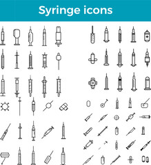 Obraz premium Syringe Icon Line Medical Injection Icon Vaccine Icon Healthcare Tool Icon Needle Icon Vector