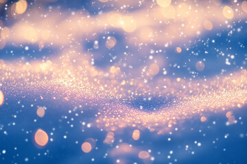 Festive Christmas Winter Background with Snow and Blurred Bokeh for Merry Christmas and Happy New Year Greeting Card