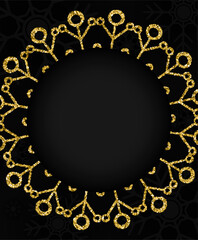 Vector Christmas holiday background with round banner frame and golden snowflake