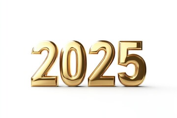 Festive Modern '2025' Balloon Numbers in Gold