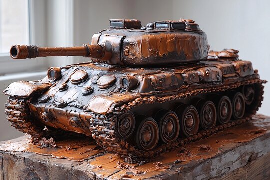 Unique Birthday Cake Design Featuring a Tank Shape