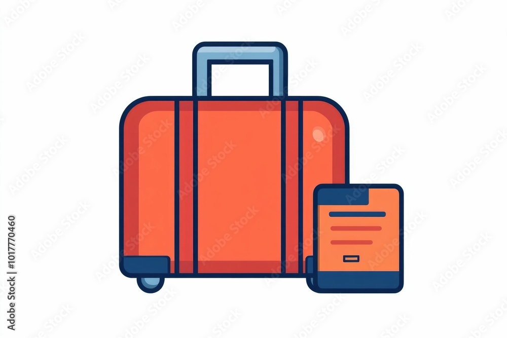 Poster minimalist icon design featuring a simple of a suitcase passport and boarding pass representing the 