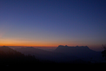 landscape and sky background concept, nature of north Thailand, fog-laden valleys.