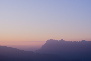 landscape and sky background concept, nature of north Thailand, fog-laden valleys.
