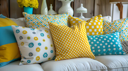 collection Set of different decor styles cushion or pillow on white background