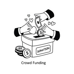 Crowd Funding concepts outline style illustrations stock illustration