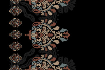 Motifs African boho paisley Floral Ikat seamless pattern embroidery border. Ethnic ikat floral Ethnic Indian Pattern Ikat pattern Ethnic Pattern.Border floral Aztec embroidery border seamless patterns