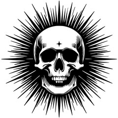 Skull in the sun illustration