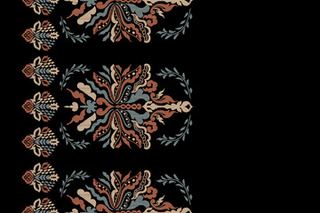 Motifs African boho paisley Floral Ikat seamless pattern embroidery border. Ethnic ikat floral Ethnic Indian Pattern Ikat pattern Ethnic Pattern.Border floral Aztec embroidery border seamless patterns