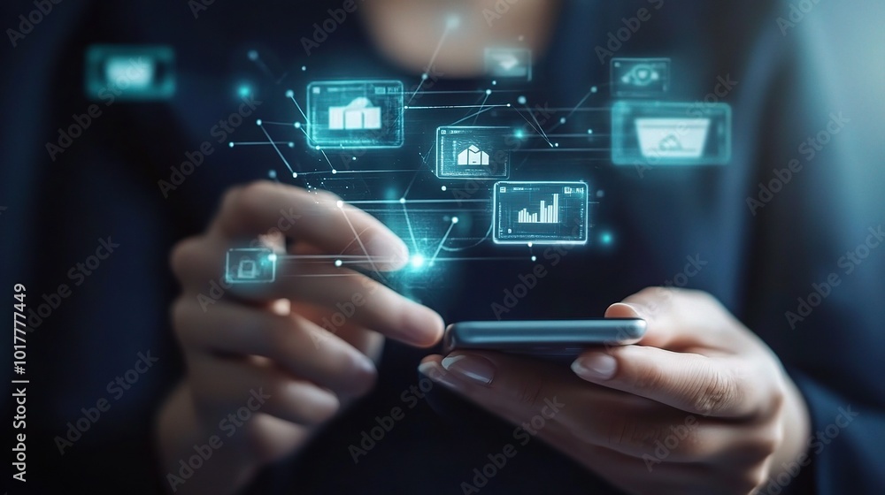 Poster digital technology and data visualization concept