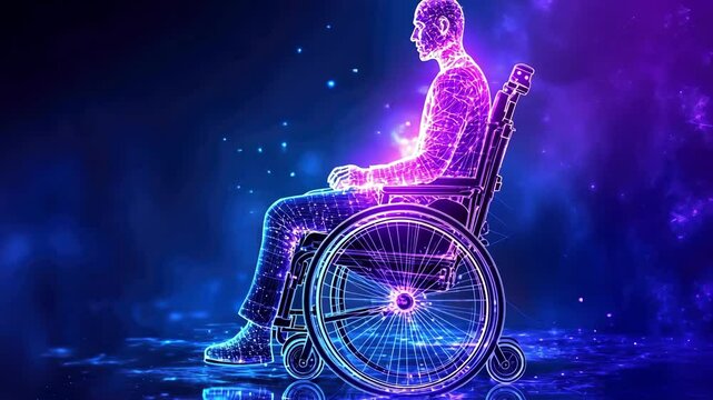 Futuristic digital human in wheelchair: embracing technological empowerment and innovation