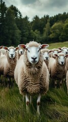 Fototapeta premium A herd of sheep in the dutch countryside