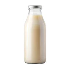 Fototapete Rund milk bottle with milk cream isolated on transparent background © rahman