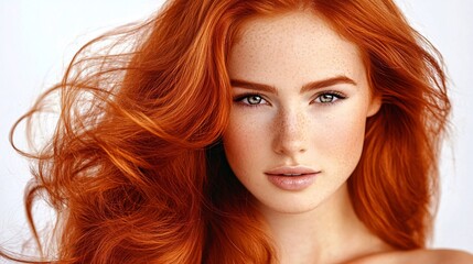 Fototapeta premium Beautiful Portrait of a Redhead with Freckles