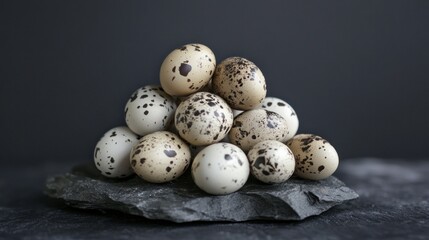 Obraz premium A pile of eggs with brown spots on them
