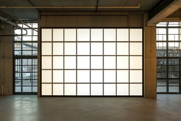 Large Paned Window in a Modern Building Interior.