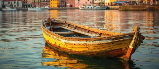 Weathered Fishing Boat Docked in Port