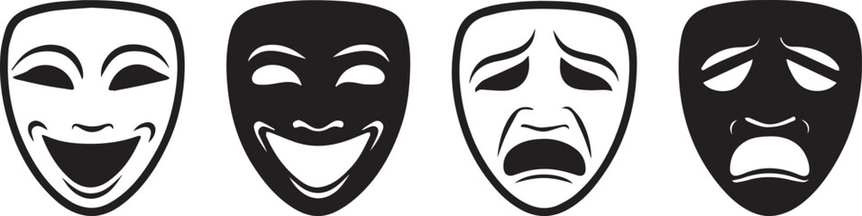 PrintTheater mask icon set.