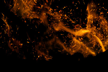 A black background with a lot of fire and smoke © studybos