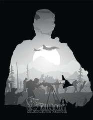 Soldiers vector, military vector illustration, Army background, soldiers silhouettes.