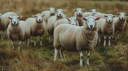 Fototapeta premium A herd of sheep in the dutch countryside