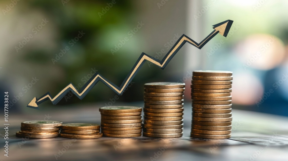 Poster a stack of coins is shown with a downward arrow in the middle