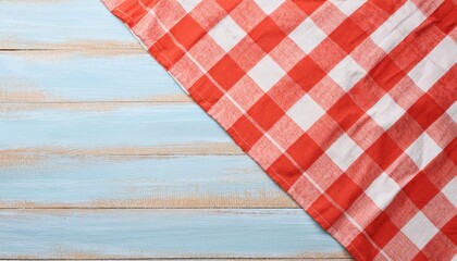 Tablecloth on Wooden Table with Copy Space