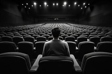Focus on Single Audience Member in Empty Theater