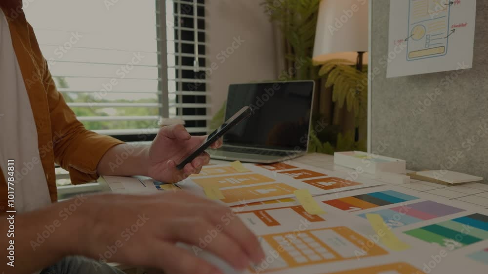 Poster web developers are designing the layout of digital products to meet the current people's interests, 