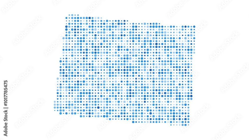Poster colorado dotted digital map. map of colorado with pulsating colored circles. shape of the us state f