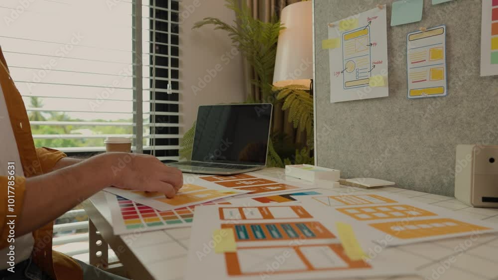 Poster web developers are designing the layout of digital products to meet the current people's interests, 