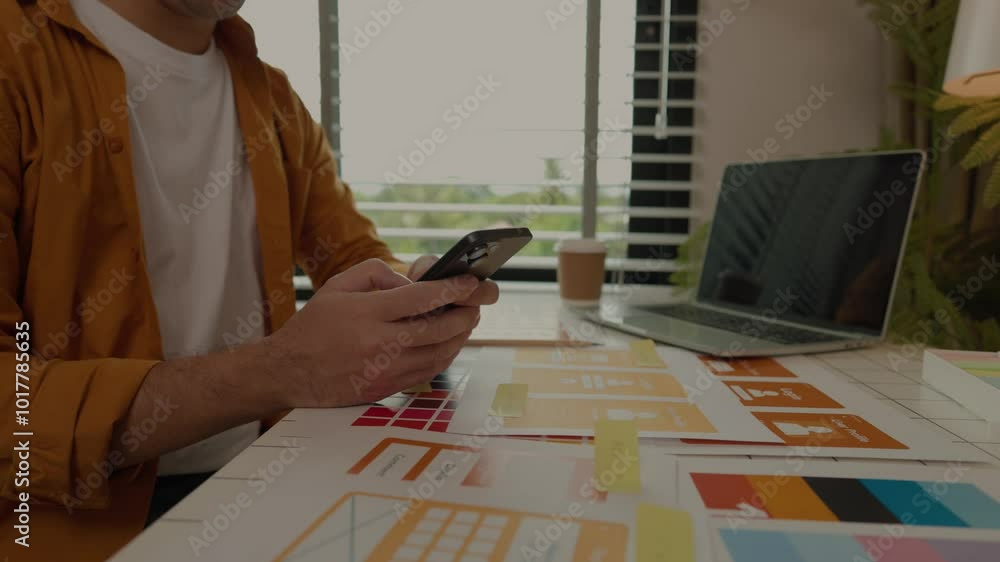 Poster web developers are designing the layout of digital products to meet the current people's interests, 