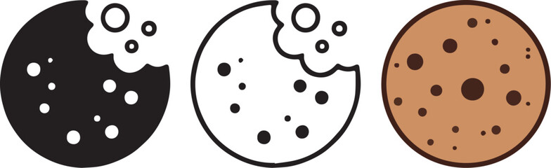 Set of Biscuit, cracker, Snack icon. Vector Illustration.