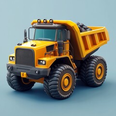 3D Mining Truck Icon: Heavy Duty Ore Transport Vehicle Illustration Logo