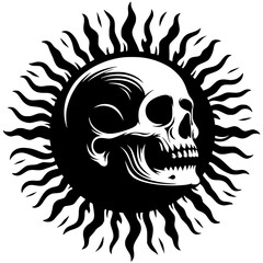 Skull in the sun illustration