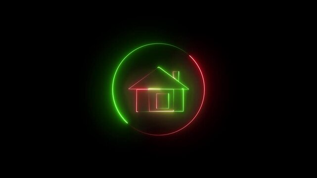 Cool linear animated home icon. Real estate icon animation. home icon  Glowing neon home icon, shiny symbol. homepage neon light icon. House, home building.