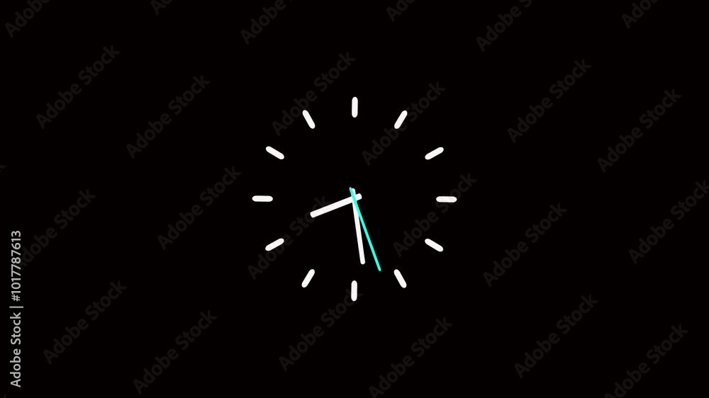 Poster animated time and clock linear icons. wait-animations for website. abstract new analog clock icon an