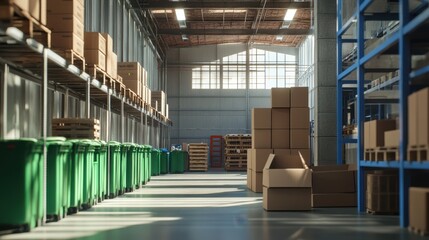 The Warehouse with Green Bins