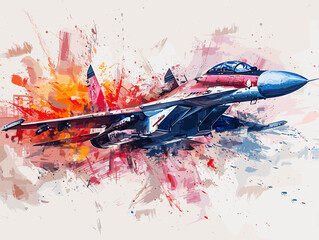 Fighter jet fighter jet aircraft illustration painting background. Military jet fighter jet in flight.