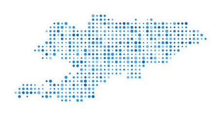 Kyrgyzstan Dot Map. Country Digital Style Shape. Kyrgyzstan vector image. Country shape blue circular dots. Elegant vector illustration.