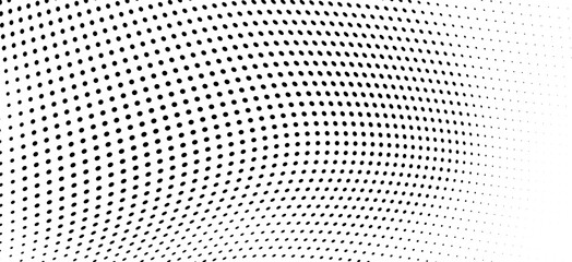 Abstract halftone wave dotted background. Futuristic twisted grunge pattern, dot, circles. Vector modern optical pop art texture for posters, business cards, cover, labels mock-up, stickers layout