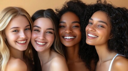 Diverse Group of Smiling Young Women in Natural Light