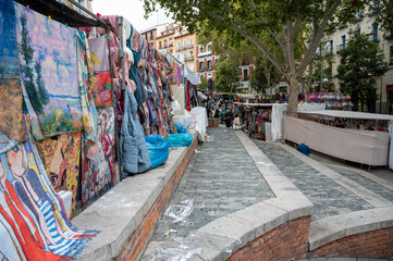 A flea market where people is looking for second hand things, second life concept