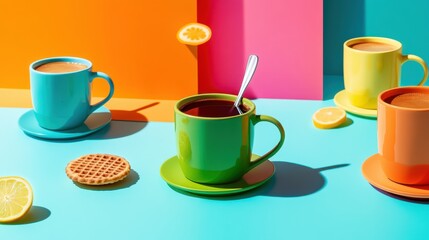 Obraz premium The Colorful Coffee Tea Scene
