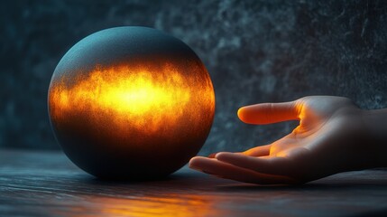 Against a dramatic backdrop, a matte black smart home speaker glows warmly, blending technology with ambient aesthetics.