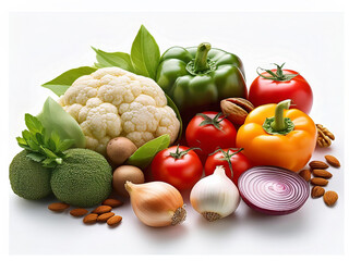 Nuts and legumes isolated in white background